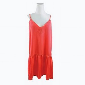 Alya Coral Sleeveless Drop-Waist Mini-Dress M